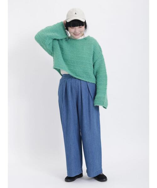 Samansa Mos2(サマンサ モスモス)の「モヘヤ調プルオーバーニット(ニット/セーター・レディース・オレンジ/グリーン/グレー/キナリ・F)」の10枚目の写真