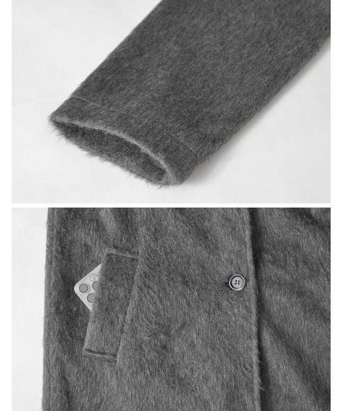 Re:EDIT（リエディ）の「[2025 WINTER PRE ORDER]ウールタッチシャギーチェスターロングコート（チェスターコート・レディース・アイボリー/チャコールグレー/ブラック/グレイッシュベージュ/ブラウン・MEDIUM/LARGE/SHORT）」の19枚目の写真