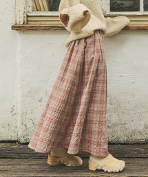 チェックタックギャザースカート