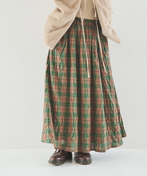 Crisp(クリスプ)の「チェックタックギャザースカート(スカート・レディース・ピンク/グリーン・FREE)」の13枚目の写真