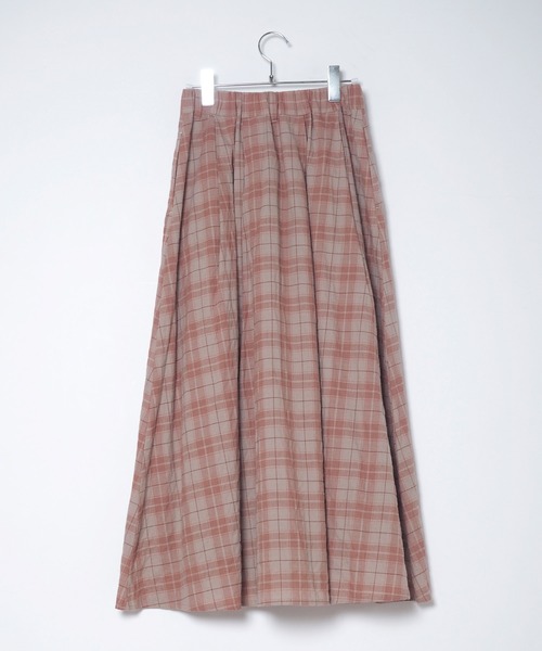Crisp(クリスプ)の「チェックタックギャザースカート(スカート・レディース・ピンク/グリーン・FREE)」の4枚目の写真