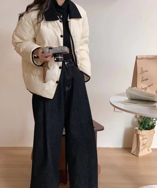 LAC-VERT(ラック・ヴェール)の「ウェーブキルティング中綿配色ダウンジャケット(ダウンジャケット/コート・レディース・ネイビー/ベージュ/ホワイト・FREE)」の21枚目の写真