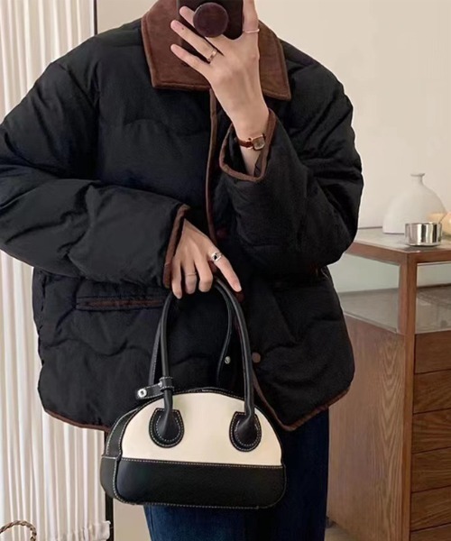 LAC-VERT(ラック・ヴェール)の「ウェーブキルティング中綿配色ダウンジャケット(ダウンジャケット/コート・レディース・ネイビー/ベージュ/ホワイト・FREE)」の17枚目の写真