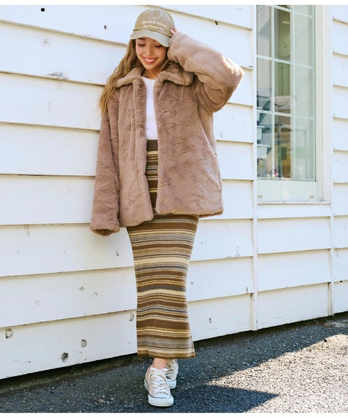 anap mimpi（アナップミンピ）の「ステンカラーフェイクファーコート