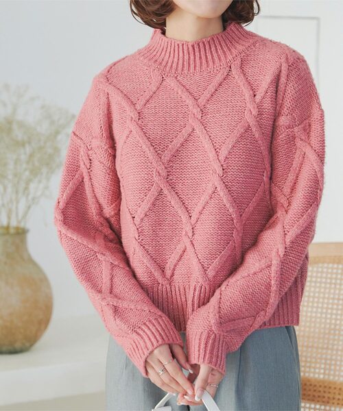 ダイヤ柄モックネックニットトップス（その他トップス）｜KOBE LETTUCE