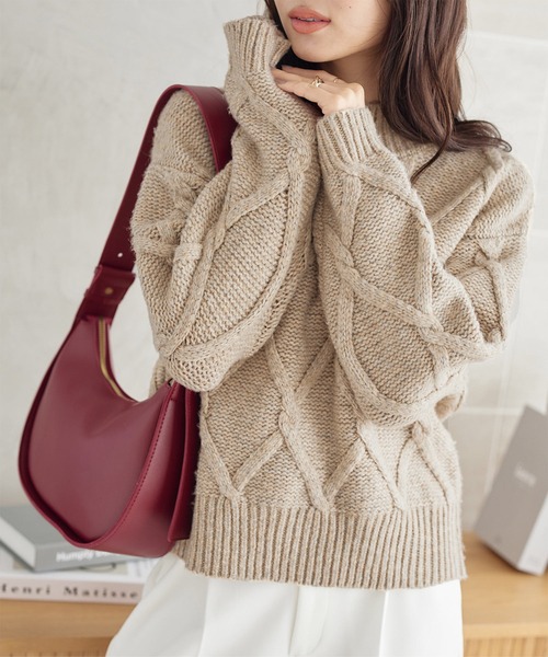 ダイヤ柄モックネックニットトップス（その他トップス）｜KOBE LETTUCE