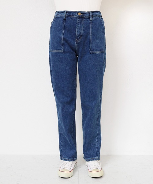 evernavy(エバーネイビー)の「ストレッチ裏微起毛ベイカーデニムパンツ(デニムパンツ・レディース・ブルー・M/L)」の9枚目の写真