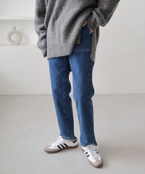 evernavy(エバーネイビー)の「ストレッチ裏微起毛ベイカーデニムパンツ(デニムパンツ・レディース・ブルー・M/L)」の4枚目の写真