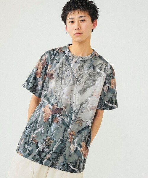 BEAMS（ビームス）の「BEAMS / メッシュ プリント ルーズTシャツ（Tシャツ/カットソー・メンズ・ブラック/その他/ホワイト・S/M/L/XL）」の3枚目の写真