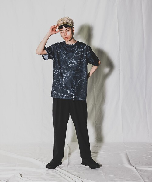 BEAMS（ビームス）の「BEAMS / メッシュ プリント ルーズTシャツ（Tシャツ/カットソー・メンズ・ブラック/その他/ホワイト・S/M/L/XL）」の12枚目の写真