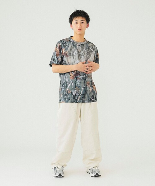 BEAMS（ビームス）の「BEAMS / メッシュ プリント ルーズTシャツ（Tシャツ/カットソー・メンズ・ブラック/その他/ホワイト・S/M/L/XL）」の22枚目の写真