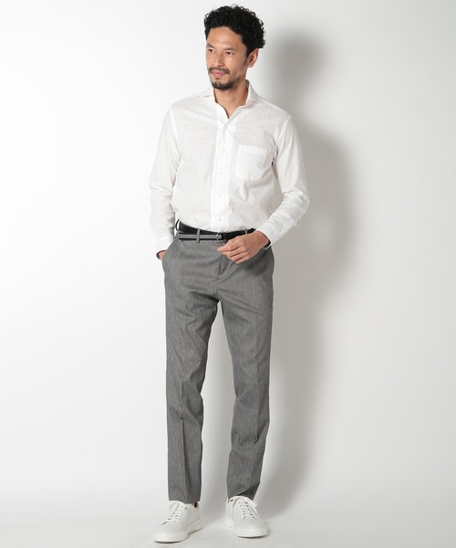 MEN'S BIGI（メンズビギ）の「コットンダイヤジャガードパナマメッシュシャツ（シャツ/ブラウス・メンズ・ホワイト/ネイビー/エメラルド・01/02/03/04）」の7枚目の写真