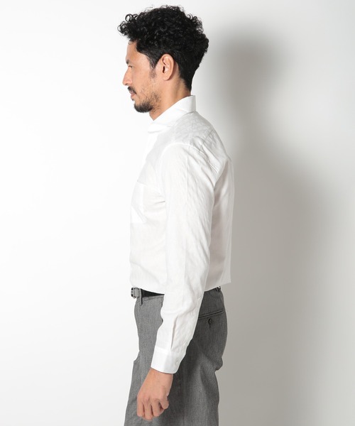 MEN'S BIGI（メンズビギ）の「コットンダイヤジャガードパナマメッシュシャツ（シャツ/ブラウス・メンズ・ホワイト/ネイビー/エメラルド・01/02/03/04）」の10枚目の写真