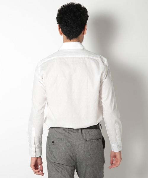 MEN'S BIGI（メンズビギ）の「コットンダイヤジャガードパナマメッシュシャツ（シャツ/ブラウス・メンズ・ホワイト/ネイビー/エメラルド・01/02/03/04）」の11枚目の写真