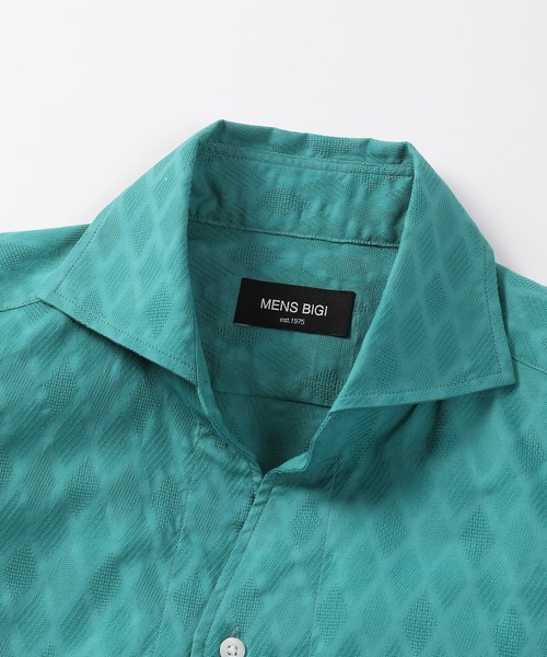 MEN'S BIGI（メンズビギ）の「コットンダイヤジャガードパナマメッシュシャツ（シャツ/ブラウス・メンズ・ホワイト/ネイビー/エメラルド・01/02/03/04）」の15枚目の写真