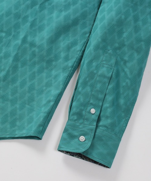 MEN'S BIGI（メンズビギ）の「コットンダイヤジャガードパナマメッシュシャツ（シャツ/ブラウス・メンズ・ホワイト/ネイビー/エメラルド・01/02/03/04）」の16枚目の写真