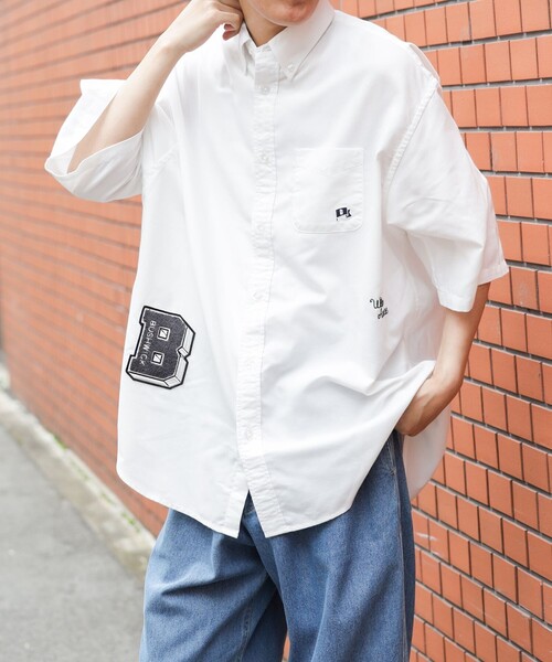 BEAMS HEART（ビームスハート）の「BEAMS HEART / レタード オックス ビッグ ショートスリーブ シャツ（シャツ/ブラウス・メンズ・ブラック/ネイビー/ホワイト・SMALL/MEDIUM/LARGE）」の7枚目の写真