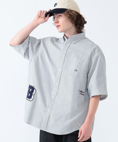 BEAMS HEART（ビームスハート）の「BEAMS HEART / レタード オックス ビッグ ショートスリーブ シャツ（シャツ/ブラウス・メンズ・ブラック/ネイビー/ホワイト・SMALL/MEDIUM/LARGE）」の14枚目の写真