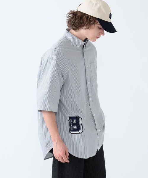 BEAMS HEART（ビームスハート）の「BEAMS HEART / レタード オックス ビッグ ショートスリーブ シャツ（シャツ/ブラウス・メンズ・ブラック/ネイビー/ホワイト・SMALL/MEDIUM/LARGE）」の15枚目の写真