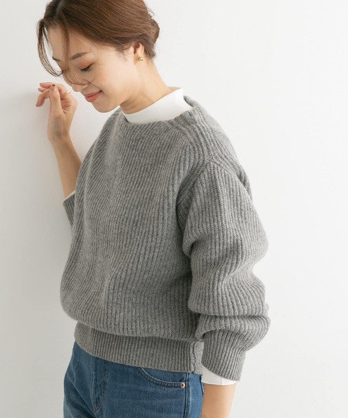 URBAN RESEARCH DOORS（アーバンリサーチドアーズ）の「モンゴリアンウール畦ニットプルオーバー（ニット/セーター・レディース・アイボリー/グレー系その他/レッド・MEDIUM）」の6枚目の写真