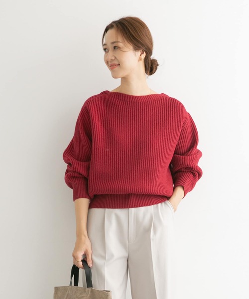 URBAN RESEARCH DOORS（アーバンリサーチドアーズ）の「モンゴリアンウール畦ニットプルオーバー（ニット/セーター・レディース・アイボリー/グレー系その他/レッド・MEDIUM）」の14枚目の写真