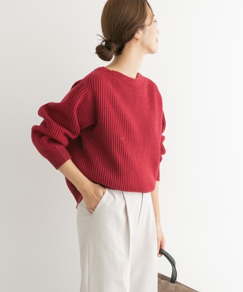 URBAN RESEARCH DOORS（アーバンリサーチドアーズ）の「モンゴリアンウール畦ニットプルオーバー（ニット/セーター・レディース・アイボリー/グレー系その他/レッド・MEDIUM）」の15枚目の写真