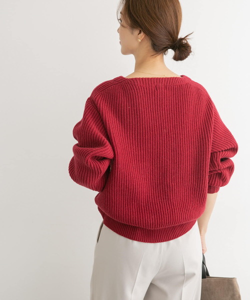 URBAN RESEARCH DOORS（アーバンリサーチドアーズ）の「モンゴリアンウール畦ニットプルオーバー（ニット/セーター・レディース・アイボリー/グレー系その他/レッド・MEDIUM）」の17枚目の写真