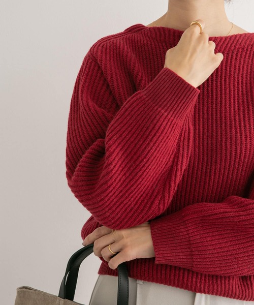 URBAN RESEARCH DOORS（アーバンリサーチドアーズ）の「モンゴリアンウール畦ニットプルオーバー（ニット/セーター・レディース・アイボリー/グレー系その他/レッド・MEDIUM）」の19枚目の写真