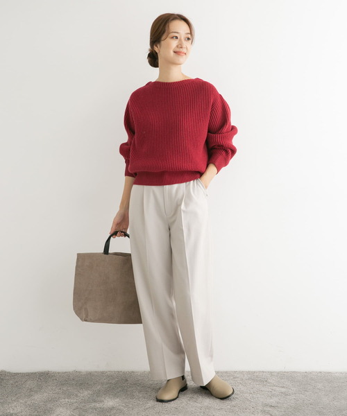 URBAN RESEARCH DOORS（アーバンリサーチドアーズ）の「モンゴリアンウール畦ニットプルオーバー（ニット/セーター・レディース・アイボリー/グレー系その他/レッド・MEDIUM）」の20枚目の写真