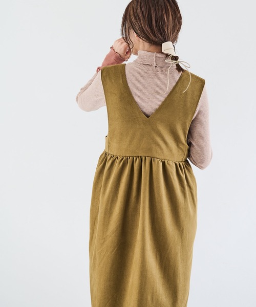 Crisp（クリスプ）の「Vネックジャンパースカート（ジャンパースカート・レディース・ブラック/オリーブ・FREE）」の20枚目の写真