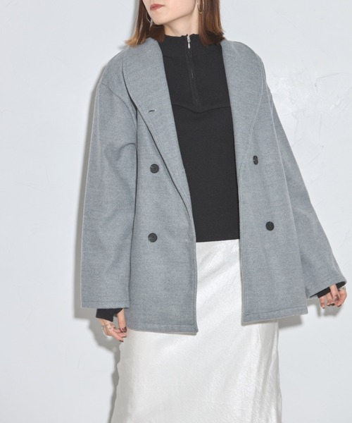 leimn（レイムン）の「ジャケットコート（テーラードジャケット・レディース・ベージュ/グレー・FREE）」の4枚目の写真