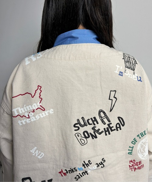 CPCM(シーピーシーエム)の「落書きデニムカバーオール(デニムジャケット・メンズ・ネイビー/アイボリー・M/L)」の16枚目の写真