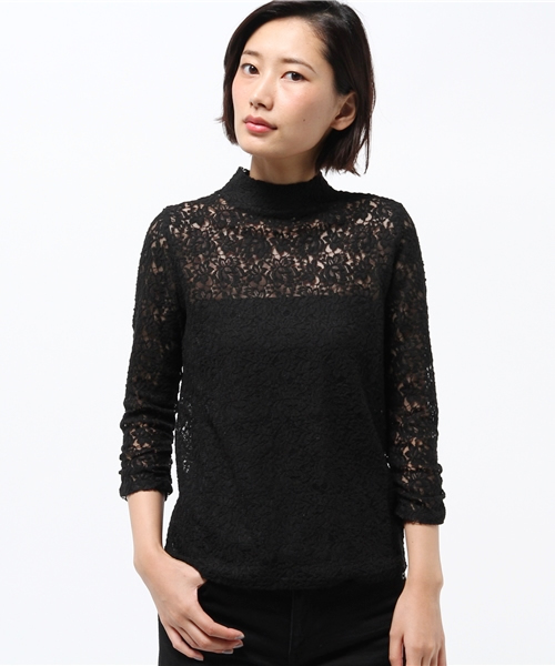 BEAMS LIGHTS Women's（ビームスライツ ウィメンズ）の「BEAMS LIGHTS / レースロングスリーブプルオーバー（シャツ/ブラウス・レディース・ホワイト系その他/ブラック・36/38）」の2枚目の写真