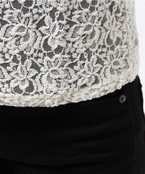 BEAMS LIGHTS Women's（ビームスライツ ウィメンズ）の「BEAMS LIGHTS / レースロングスリーブプルオーバー（シャツ/ブラウス・レディース・ホワイト系その他/ブラック・36/38）」の4枚目の写真