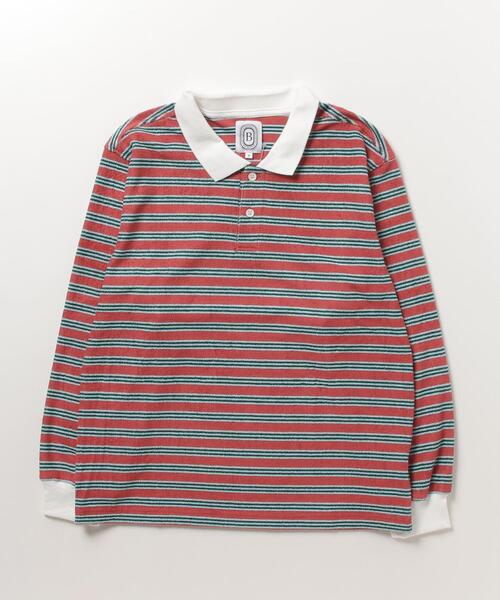 BEAVER(ビーバー)の「B omnivore/ビーオムニボー Pile Border POLO(ポロシャツ・メンズ・レッド/その他18/ホワイト・L/M)」の2枚目の写真