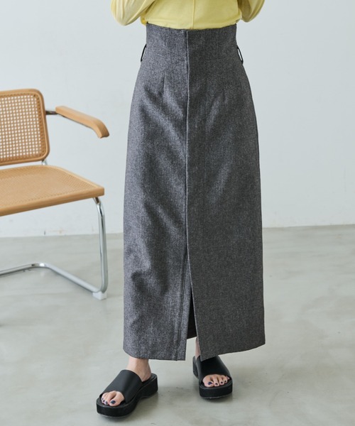 Aunt Marie's（アントマリーズ）の「リネンライクハイウエストスラックススカート（スカート・レディース・ブラック/イエロー/グレー・FREE/MT）」の13枚目の写真