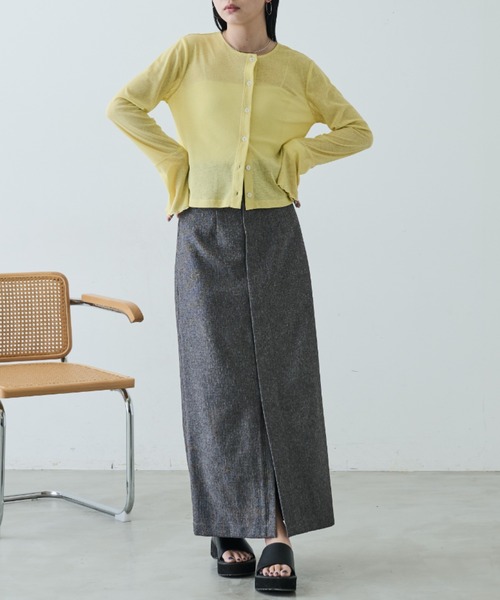 Aunt Marie's（アントマリーズ）の「リネンライクハイウエストスラックススカート（スカート・レディース・ブラック/イエロー/グレー・FREE/MT）」の20枚目の写真