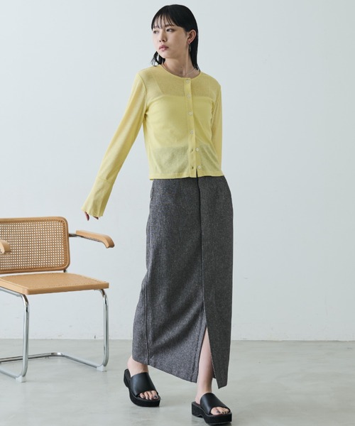 Aunt Marie's（アントマリーズ）の「リネンライクハイウエストスラックススカート（スカート・レディース・ブラック/イエロー/グレー・FREE/MT）」の21枚目の写真