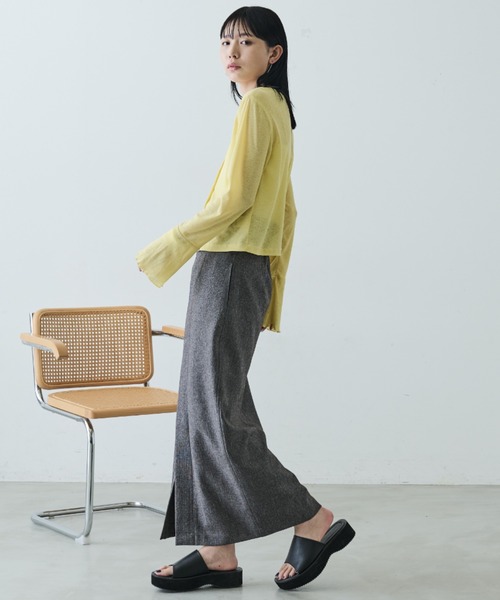 Aunt Marie's（アントマリーズ）の「リネンライクハイウエストスラックススカート（スカート・レディース・ブラック/イエロー/グレー・FREE/MT）」の22枚目の写真