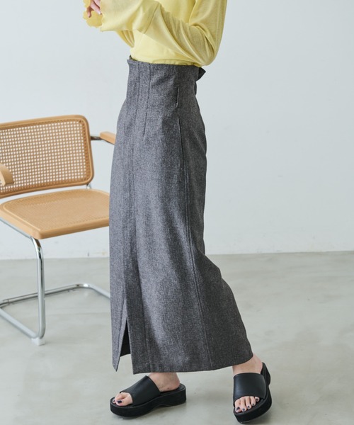 Aunt Marie's（アントマリーズ）の「リネンライクハイウエストスラックススカート（スカート・レディース・ブラック/イエロー/グレー・FREE/MT）」の17枚目の写真