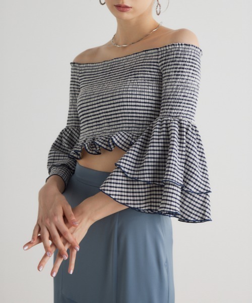 rienda - rienda flowerパフスリーブオフショルトップス3点おまとめ rienda | オフショルカラーワイドRIB Knit TOP (ニット ) |SHEL