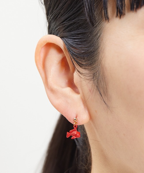 gargle(ガーグル)の「gargle ガーグル:JAPANシリーズ まったりねこ ピアス(ピアス(両耳用)・レディース・グリーン/パープル・FREE)」の3枚目の写真