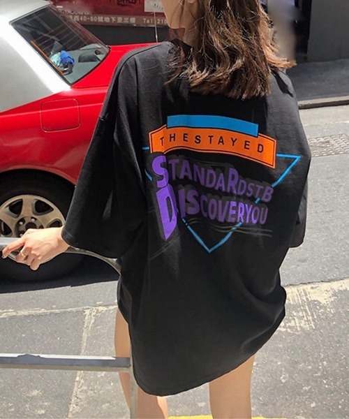 Miniministore(ミニミニストア)の「半袖Tシャツ レディース 夏 ロゴ 韓国(Tシャツ/カットソー・レディース・ホワイト/ブラック・FREE)」の2枚目の写真