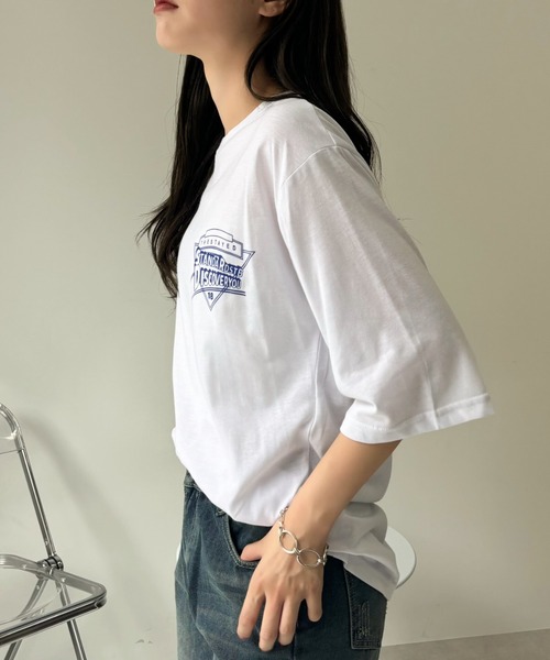 Miniministore(ミニミニストア)の「半袖Tシャツ レディース 夏 ロゴ 韓国(Tシャツ/カットソー・レディース・ホワイト/ブラック・FREE)」の9枚目の写真