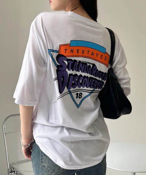 Miniministore(ミニミニストア)の「半袖Tシャツ レディース 夏 ロゴ 韓国(Tシャツ/カットソー・レディース・ホワイト/ブラック・FREE)」の3枚目の写真