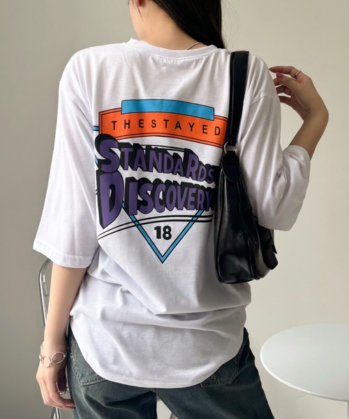 Miniministore(ミニミニストア)の「半袖Tシャツ レディース 夏 ロゴ 韓国(Tシャツ/カットソー・レディース・ホワイト/ブラック・FREE)」の7枚目の写真