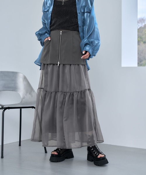 HARE（ハレ）の「シアーデザインスカート(HARE)（スカート・レディース・グレー/ブラック・FREE）」の19枚目の写真