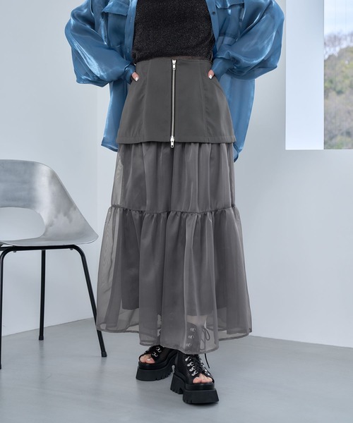 HARE（ハレ）の「シアーデザインスカート(HARE)（スカート・レディース・グレー/ブラック・FREE）」の20枚目の写真