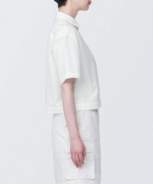 無印良品（ムジルシリョウヒン）の「婦人　涼感　ブロードレギュラーカラー半袖シャツ（シャツ/ブラウス・レディース・ブルー系9/ブラック/ブルー系5/ホワイト・XS/XL/L/M/S）」の6枚目の写真