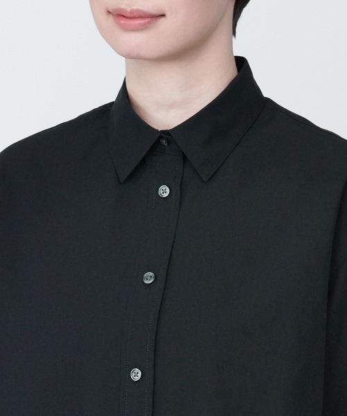 無印良品（ムジルシリョウヒン）の「婦人　涼感　ブロードレギュラーカラー半袖シャツ（シャツ/ブラウス・レディース・ブルー系9/ブラック/ブルー系5/ホワイト・XS/XL/L/M/S）」の15枚目の写真